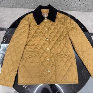 Burberry Tan Quilted Jacket with Black Collar